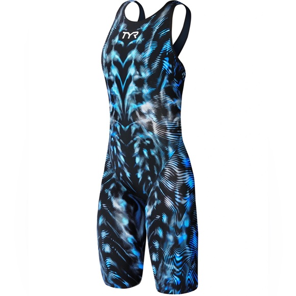 TYR Women's Venzo Genesis Open Back Swimsuit in Steel Blue